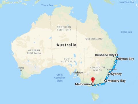 Melbourne To Brisbane Map@480 